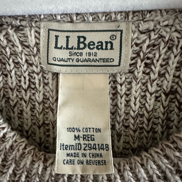 100% Cotton LL Bean Sweater. Size Medium Grey/Brown - Picture 4 of 6